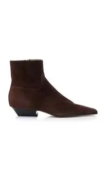 Khaite | Khaite Marfa Suede Western Ankle Boots - Moda Operandi