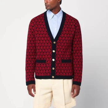 Valentino | Jacquard patterned cardigan Toute la V red/navy blue