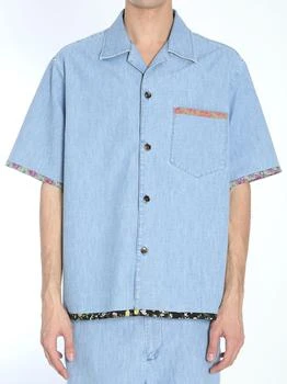 Valentino | Valentino Floral Trim Button-Up Denim Shirt