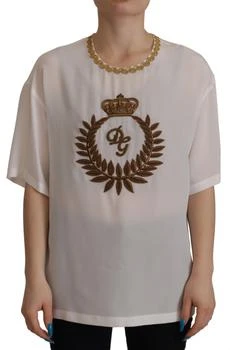Dolce & Gabbana | Silk gold DG Crown Crystal Blouse Women's Top