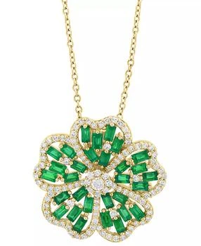 Effy | EFFY® Emerald (1-1/5 ct. t.w.) & Diamond (3/8 ct. t.w.) Clover Pendant Necklace in 14k Gold, 17" + 1" extender