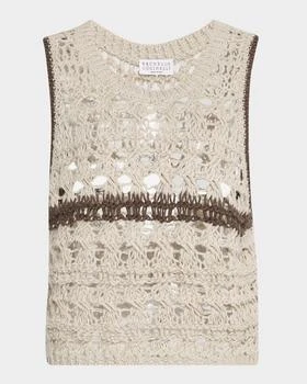 Brunello Cucinelli | Contrast Stripe Open Knit Tank Top