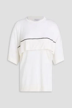 Brunello Cucinelli | Layered bead-embellished linen and silk-blend top