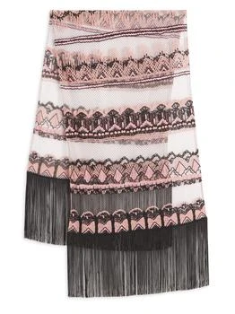 Valentino | Pattern Sheer Fringed Scarf